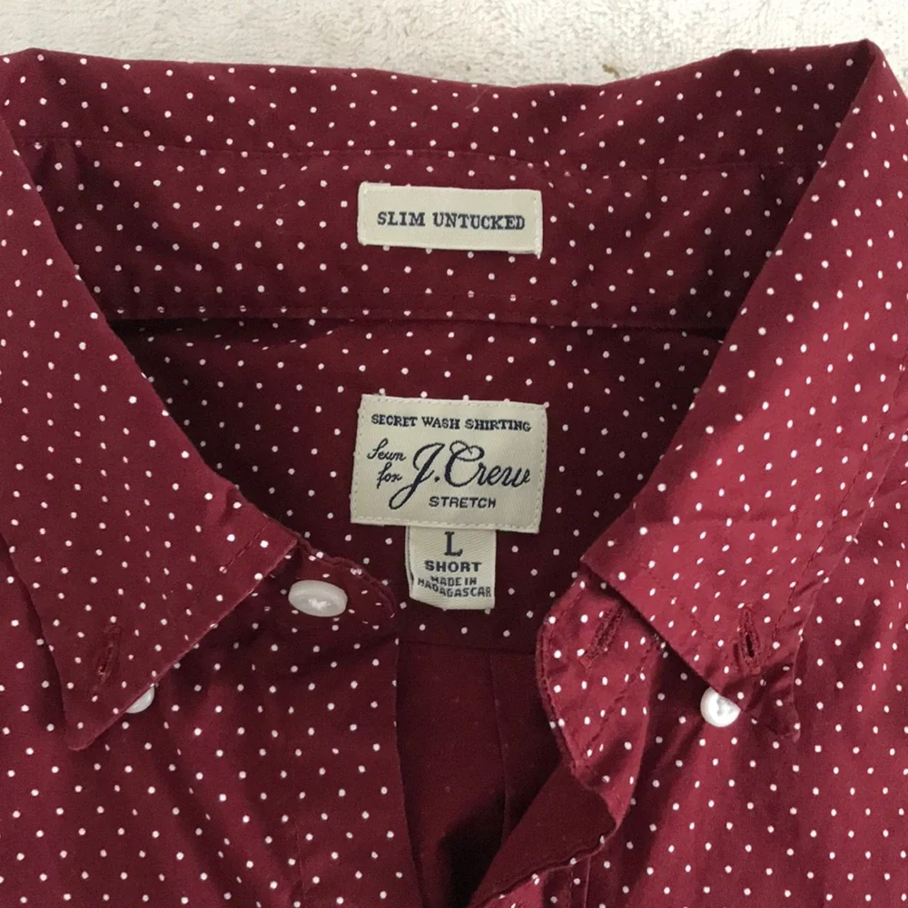 J CREW BURGUNDY DRESS SHIRT LONG SLEEVE BUTTON SLIM UNTUCK WOMENS LARGE